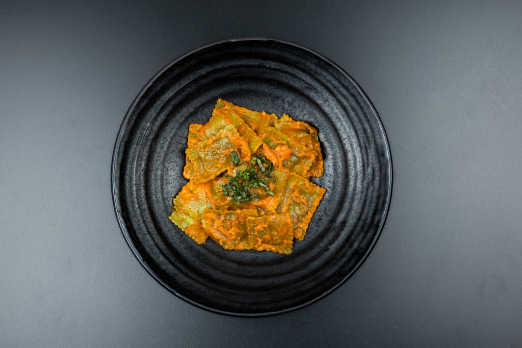 Fresh ravioli filled with spinach and creamy ricotta, served with authentic Italian flavours at The Meet Up in Cascavelle, Mauritius.