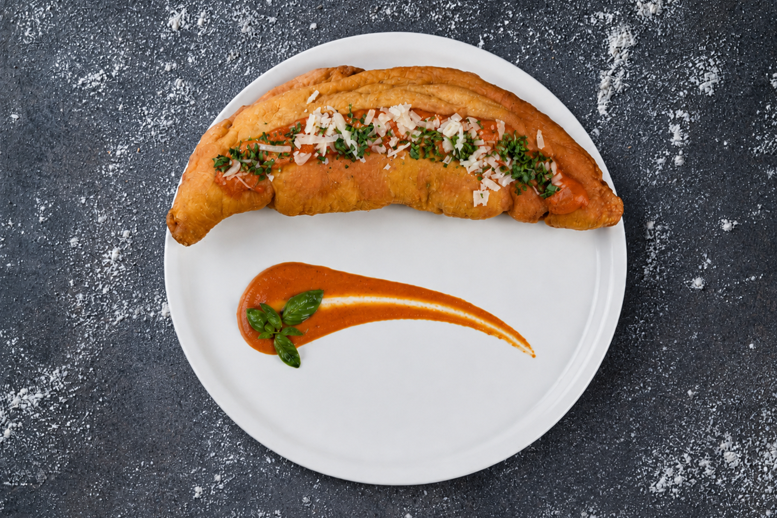 Crispy Pizza Fritta with authentic Italian flavours and a golden fried crust served at The Meet Up in Cascavelle, Mauritius.